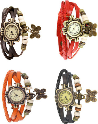 

Kissu Vintage Rakhi Combo of 4 Brown, Orange, Red And Black Watch - For Women