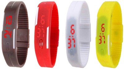 NS18 Silicone Led Magnet Band Combo of 4 Brown, Red, White And Yellow Digital Watch  - For Boys & Girls   Watches  (NS18)