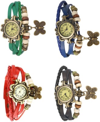 NS18 Vintage Butterfly Rakhi Combo of 4 Green, Red, Blue And Black Analog Watch  - For Women   Watches  (NS18)