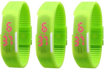 NS18 Silicone Led Magnet Band Combo of 3 Green Digital Watch  - For Boys & Girls   Watches  (NS18)