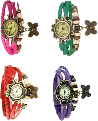 NS18 Vintage Butterfly Rakhi Combo of 4 Pink, Red, Green And Purple Analog Watch  - For Women   Watches  (NS18)