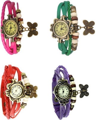 NS18 Vintage Butterfly Rakhi Combo of 4 Pink, Red, Green And Purple Analog Watch  - For Women   Watches  (NS18)