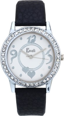 Cavalli CW113 Hearts White Dial Crystals Studded Bezel Designer Analog Watch  - For Women   Watches  (Cavalli)