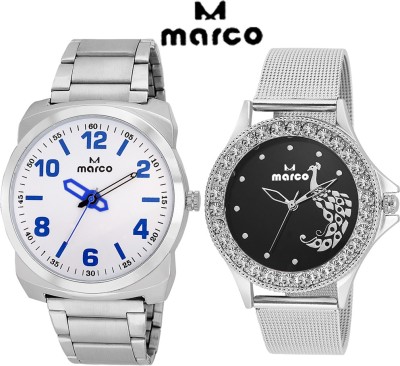 Marco ELITE COMBO 142 BLUE-CH 1011 BLACK-CH Analog Watch  - For Couple   Watches  (Marco)