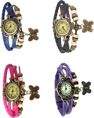 NS18 Vintage Butterfly Rakhi Combo of 4 Blue, Pink, Black And Purple Analog Watch  - For Women   Watches  (NS18)