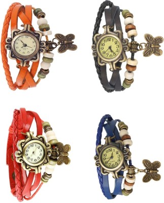 NS18 Vintage Butterfly Rakhi Combo of 4 Orange, Red, Black And Blue Analog Watch  - For Women   Watches  (NS18)