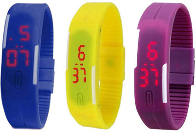 

Kissu Led Band Watch Combo of 3 Blue, Yellow And Purple Watch - For Couple