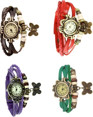 NS18 Vintage Butterfly Rakhi Combo of 4 Brown, Purple, Red And Green Analog Watch  - For Women   Watches  (NS18)