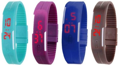NS18 Silicone Led Magnet Band Combo of 4 Sky Blue, Purple, Blue And Brown Digital Watch  - For Boys & Girls   Watches  (NS18)