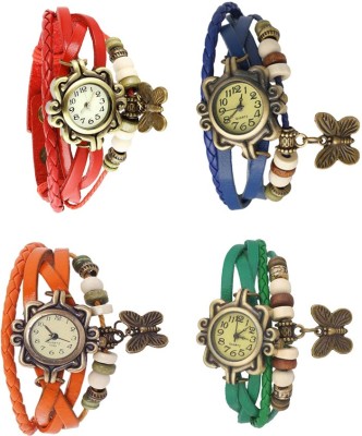 NS18 Vintage Butterfly Rakhi Combo of 4 Red, Orange, Blue And Green Analog Watch  - For Women   Watches  (NS18)