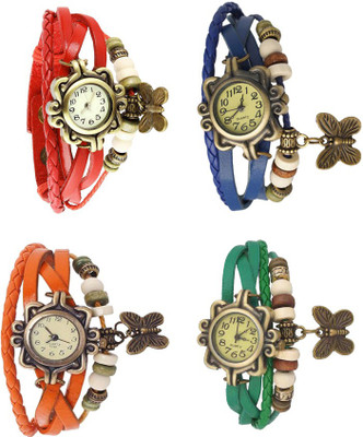 

Kissu Vintage Rakhi Combo of 4 Red, Orange, Blue And Green Watch - For Women