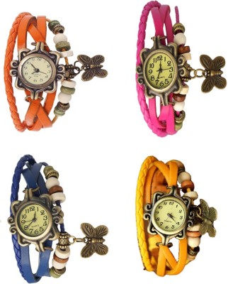 NS18 Vintage Butterfly Rakhi Combo of 4 Orange, Blue, Pink And Yellow Analog Watch  - For Women   Watches  (NS18)