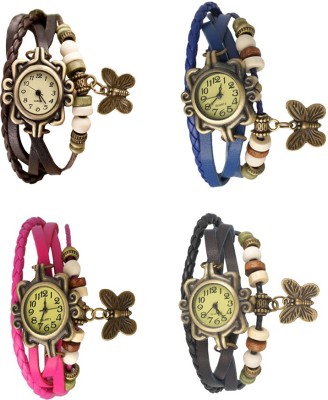 NS18 Vintage Butterfly Rakhi Combo of 4 Brown, Pink, Blue And Black Analog Watch  - For Women   Watches  (NS18)