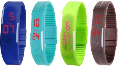 NS18 Silicone Led Magnet Band Combo of 4 Blue, Sky Blue, Green And Brown Digital Watch  - For Boys & Girls   Watches  (NS18)