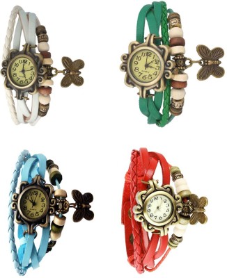 NS18 Vintage Butterfly Rakhi Combo of 4 White, Sky Blue, Green And Red Analog Watch  - For Women   Watches  (NS18)