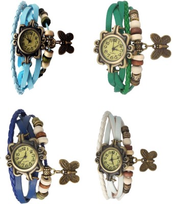 NS18 Vintage Butterfly Rakhi Combo of 4 Sky Blue, Blue, Green And White Analog Watch  - For Women   Watches  (NS18)