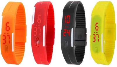NS18 Silicone Led Magnet Band Combo of 4 Orange, Red, Black And Yellow Digital Watch  - For Boys & Girls   Watches  (NS18)