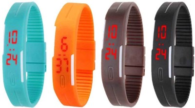 NS18 Silicone Led Magnet Band Combo of 4 Sky Blue, Orange, Brown And Black Digital Watch  - For Boys & Girls   Watches  (NS18)