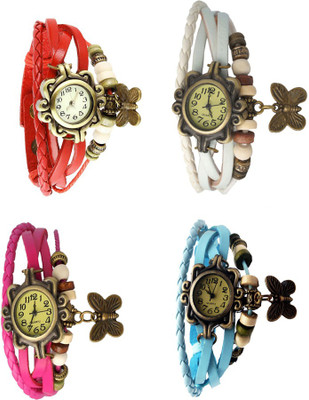 

NS18 Vintage Butterfly Rakhi Combo of 4 Red, Pink, White And Sky Blue Watch - For Women
