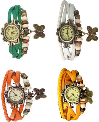 

NS18 Vintage Butterfly Rakhi Combo of 4 Green, Orange, White And Yellow Watch - For Women