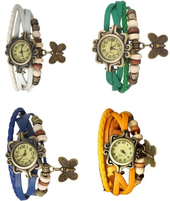 NS18 Vintage Butterfly Rakhi Combo of 4 White, Blue, Green And Yellow Analog Watch  - For Women   Watches  (NS18)