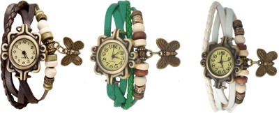 NS18 Vintage Butterfly Rakhi Watch Combo of 3 Brown, Green And White Analog Watch  - For Women   Watches  (NS18)