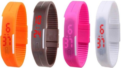 NS18 Silicone Led Magnet Band Combo of 4 Orange, Brown, Pink And White Digital Watch  - For Boys & Girls   Watches  (NS18)