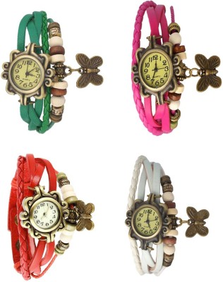 NS18 Vintage Butterfly Rakhi Combo of 4 Green, Red, Pink And White Analog Watch  - For Women   Watches  (NS18)