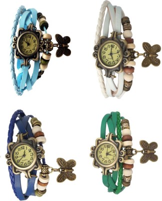 NS18 Vintage Butterfly Rakhi Combo of 4 Sky Blue, Blue, White And Green Analog Watch  - For Women   Watches  (NS18)