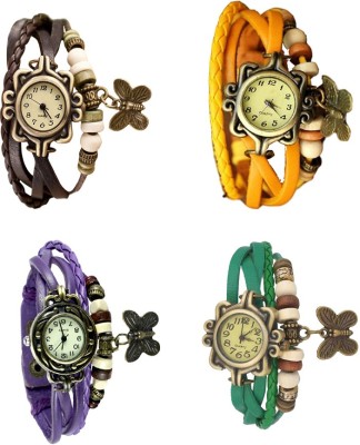 NS18 Vintage Butterfly Rakhi Combo of 4 Brown, Purple, Yellow And Green Analog Watch  - For Women   Watches  (NS18)