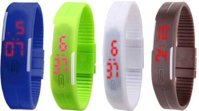 

Kissu Led Magnet Band Combo of 4 Blue, Green, White And Brown Watch - For Men & Women