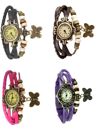 NS18 Vintage Butterfly Rakhi Combo of 4 Black, Pink, Brown And Purple Analog Watch  - For Women   Watches  (NS18)