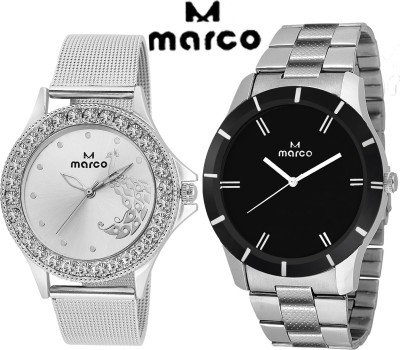 Marco elite combo 1011wht-ch 65 blk Analog Watch  - For Couple   Watches  (Marco)