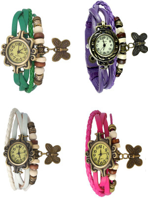 

NS18 Vintage Butterfly Rakhi Combo of 4 Green, White, Purple And Pink Watch - For Women