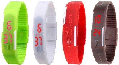 NS18 Silicone Led Magnet Band Combo of 4 Green, White, Red And Brown Digital Watch  - For Boys & Girls   Watches  (NS18)