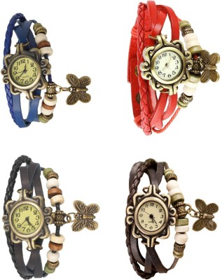 NS18 Vintage Butterfly Rakhi Combo of 4 Blue, Black, Red And Brown Analog Watch  - For Women   Watches  (NS18)