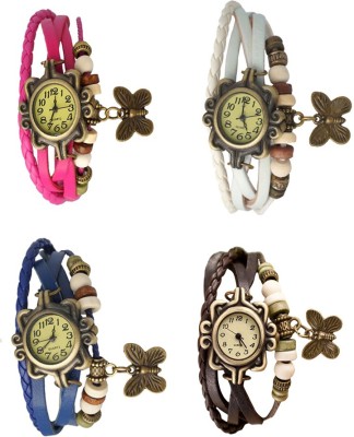 NS18 Vintage Butterfly Rakhi Combo of 4 Pink, Blue, White And Brown Analog Watch  - For Women   Watches  (NS18)