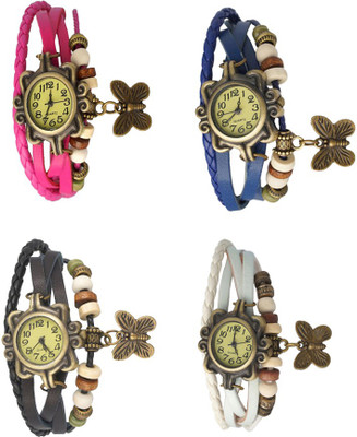 

Kissu Vintage Rakhi Combo of 4 Pink, Black, Blue And White Watch - For Women