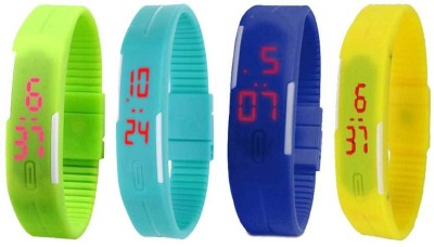 NS18 Silicone Led Magnet Band Combo of 4 Green, Sky Blue, Blue And Yellow Digital Watch  - For Boys & Girls   Watches  (NS18)