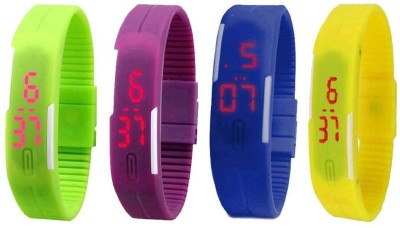 NS18 Silicone Led Magnet Band Combo of 4 Green, Purple, Blue And Yellow Digital Watch  - For Boys & Girls   Watches  (NS18)