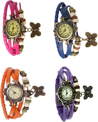 NS18 Vintage Butterfly Rakhi Combo of 4 Pink, Orange, Blue And Purple Analog Watch  - For Women   Watches  (NS18)