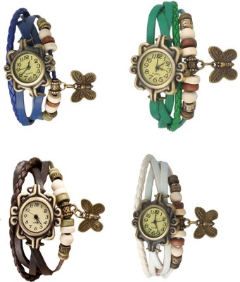 NS18 Vintage Butterfly Rakhi Combo of 4 Blue, Brown, Green And White Analog Watch  - For Women   Watches  (NS18)