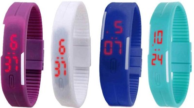 NS18 Silicone Led Magnet Band Watch Combo of 4 Purple, White, Blue And Sky Blue Digital Watch  - For Couple   Watches  (NS18)