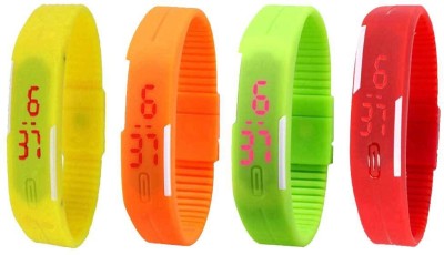 NS18 Silicone Led Magnet Band Watch Combo of 4 Yellow, Orange, Green And Red Digital Watch  - For Couple   Watches  (NS18)