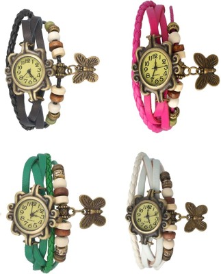 NS18 Vintage Butterfly Rakhi Combo of 4 Black, Green, Pink And White Analog Watch  - For Women   Watches  (NS18)