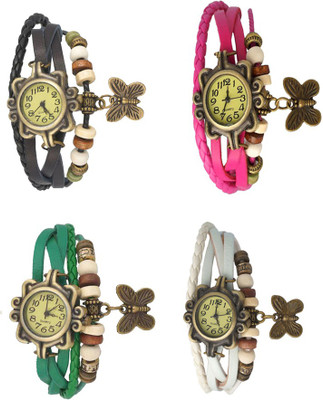 

Kissu Vintage Rakhi Combo of 4 Black, Green, Pink And White Watch - For Women