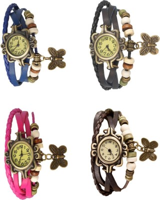 NS18 Vintage Butterfly Rakhi Combo of 4 Blue, Pink, Black And Brown Analog Watch  - For Women   Watches  (NS18)