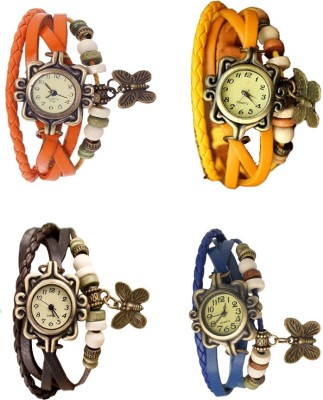 NS18 Vintage Butterfly Rakhi Combo of 4 Orange, Brown, Yellow And Blue Analog Watch  - For Women   Watches  (NS18)