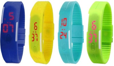 NS18 Silicone Led Magnet Band Combo of 4 Blue, Yellow, Sky Blue And Green Digital Watch  - For Boys & Girls   Watches  (NS18)