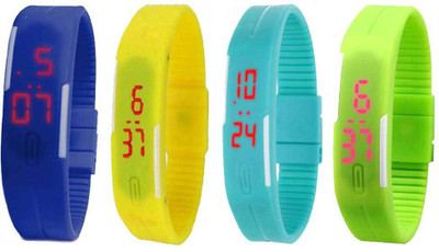 

Kissu Led Magnet Band Combo of 4 Blue, Yellow, Sky Blue And Green Watch - For Men & Women